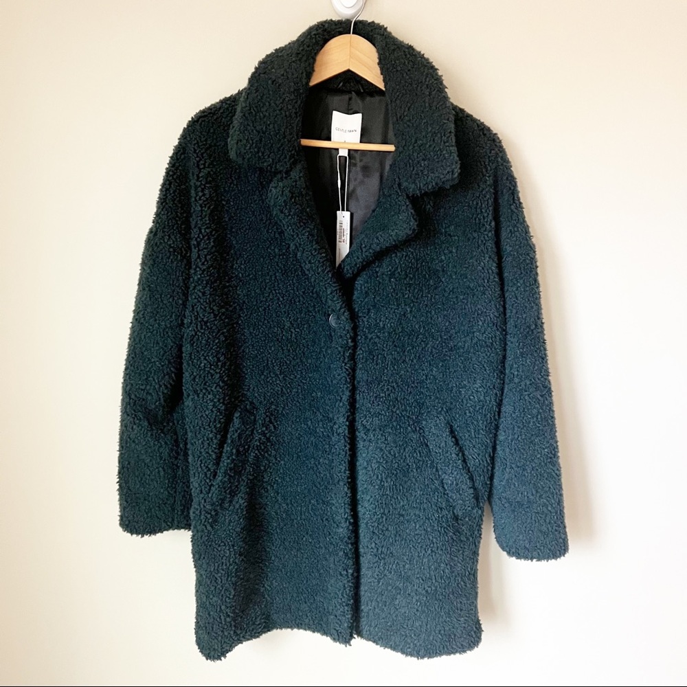 Gentle Fawn Vera Popcorn Short Teddy Coat Dark Teal Green S NWT - Picture 3 of 13